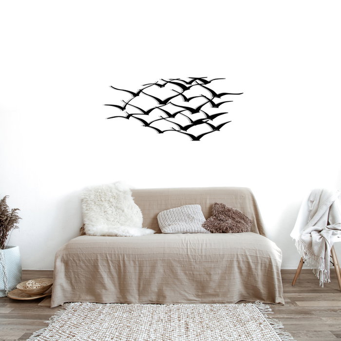 Wallity Herd Of Birds Escultura de pared de metal Negra
